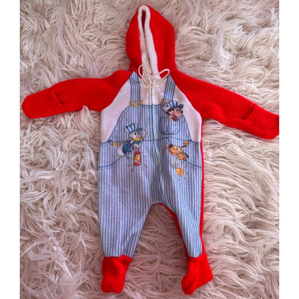 Vintage 80s Disney Fleece Baby Romper Sleeper 0-6M
